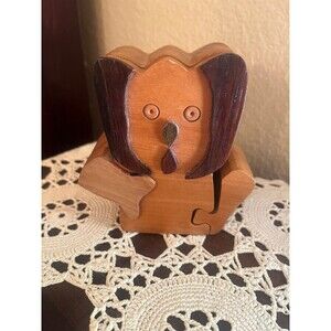 Vintage Wooden Trinket Puzzle Box